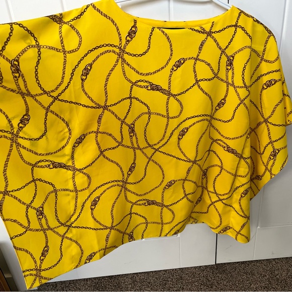 Yellow chain print Ralph Lauren crepe shirt XS - Picture 2 of 5